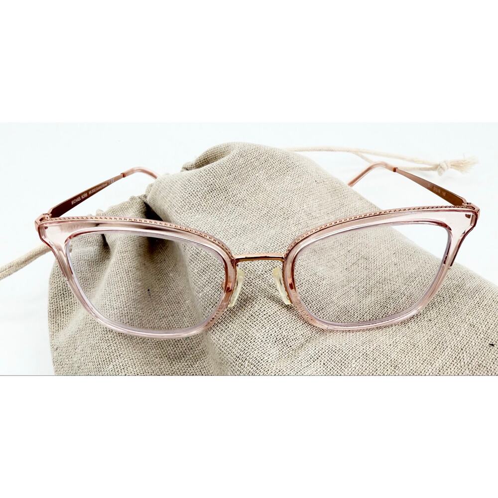 Michael Kors Coconut Grove Pink Cat Eye Eyeglass Frames 51-19 Designer Rose Gold